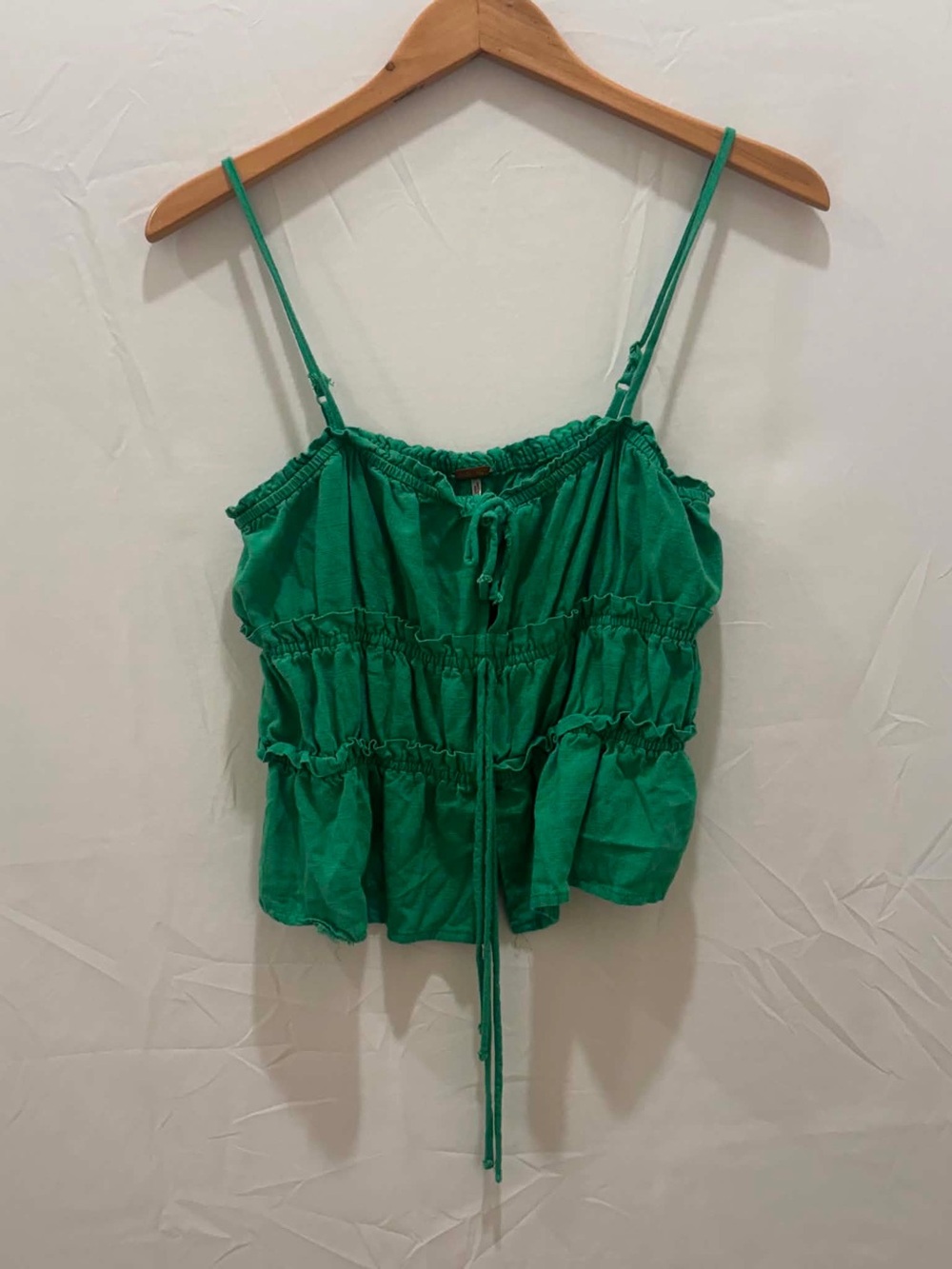 Amber Sky Women Green Ruched Tiered Spaghetti-Strap Cami XL